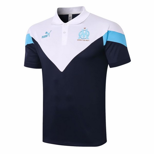 Polo Football Marseille 2020-21 Blanc Bleu